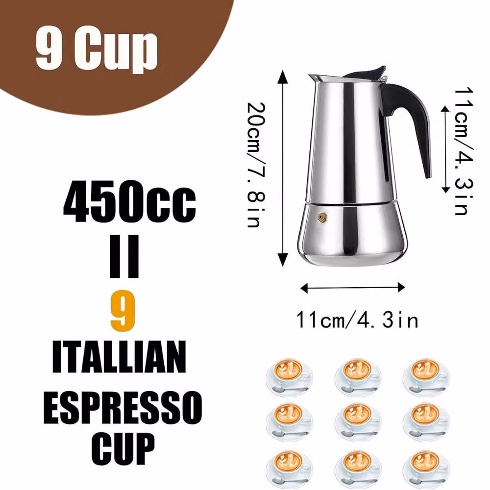 Havendro Stainless Steel Stovetop Espresso Maker Moka Pot Percolator in Silver – 2