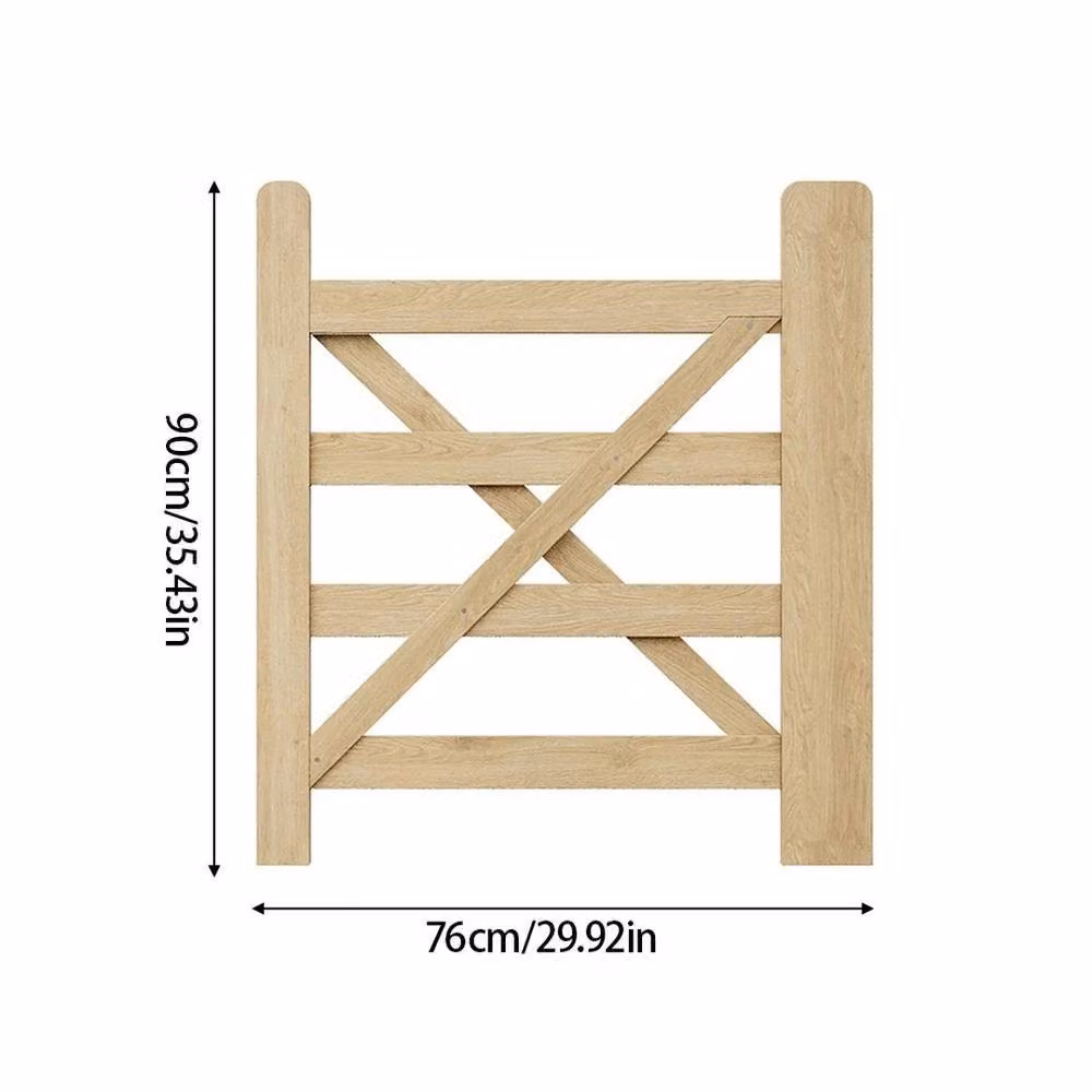 Kelvenix Retro Wood and Stainless Steel Swing Gate in Brown, W: 76 cm, H: 120 cm, D: 90 cm – 2