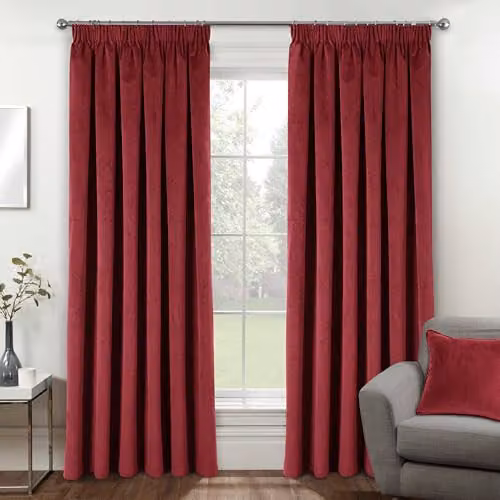 Enhanced Living Red Velvet 100% Blackout Thermal Curtains with Tape Top, W: 229 cm, D: 229 cm – 1