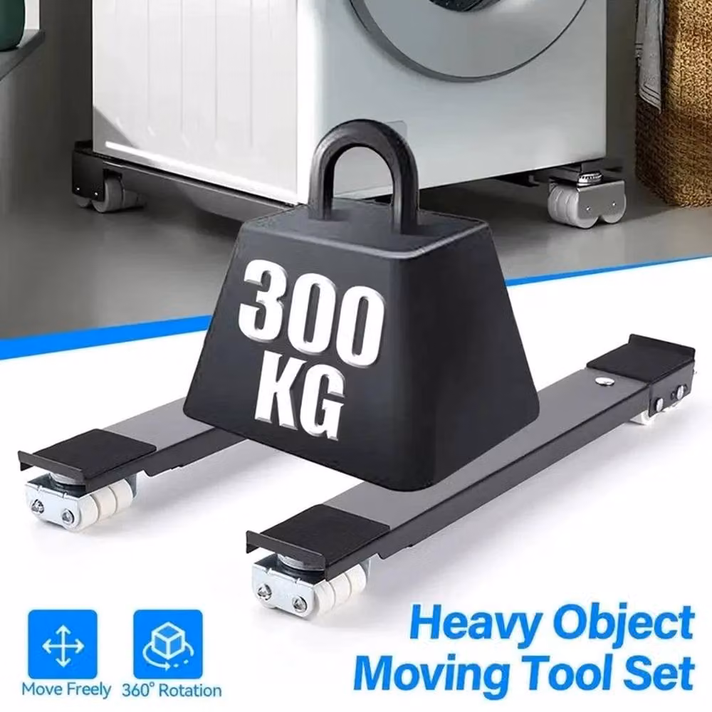 NESTLUNE Heavy Duty Appliance Roller Trolley Set, 2 Pieces, Black, W: 52 cm x D: 1000 cm – 4