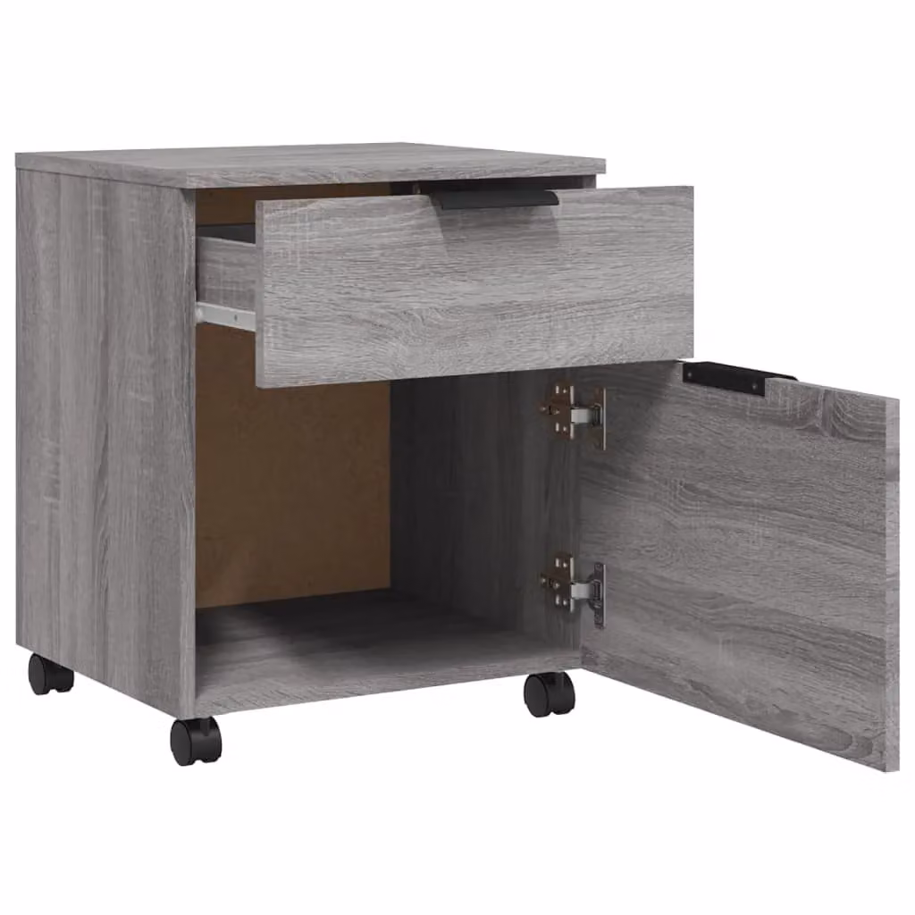 Berkfield Home Mobile File Cabinet in Grey Sonoma with Castors, W: 45 cm, D: 38 cm, H: 54 cm – 3