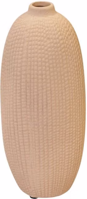 Four Candle Beige Textured Stone Oval Tabletop Vase