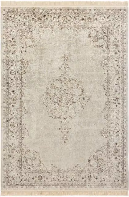 THE RUGS Oriental Velvet Vintage Medallion Rug in Beige, W: 135 cm, L: 190 cm