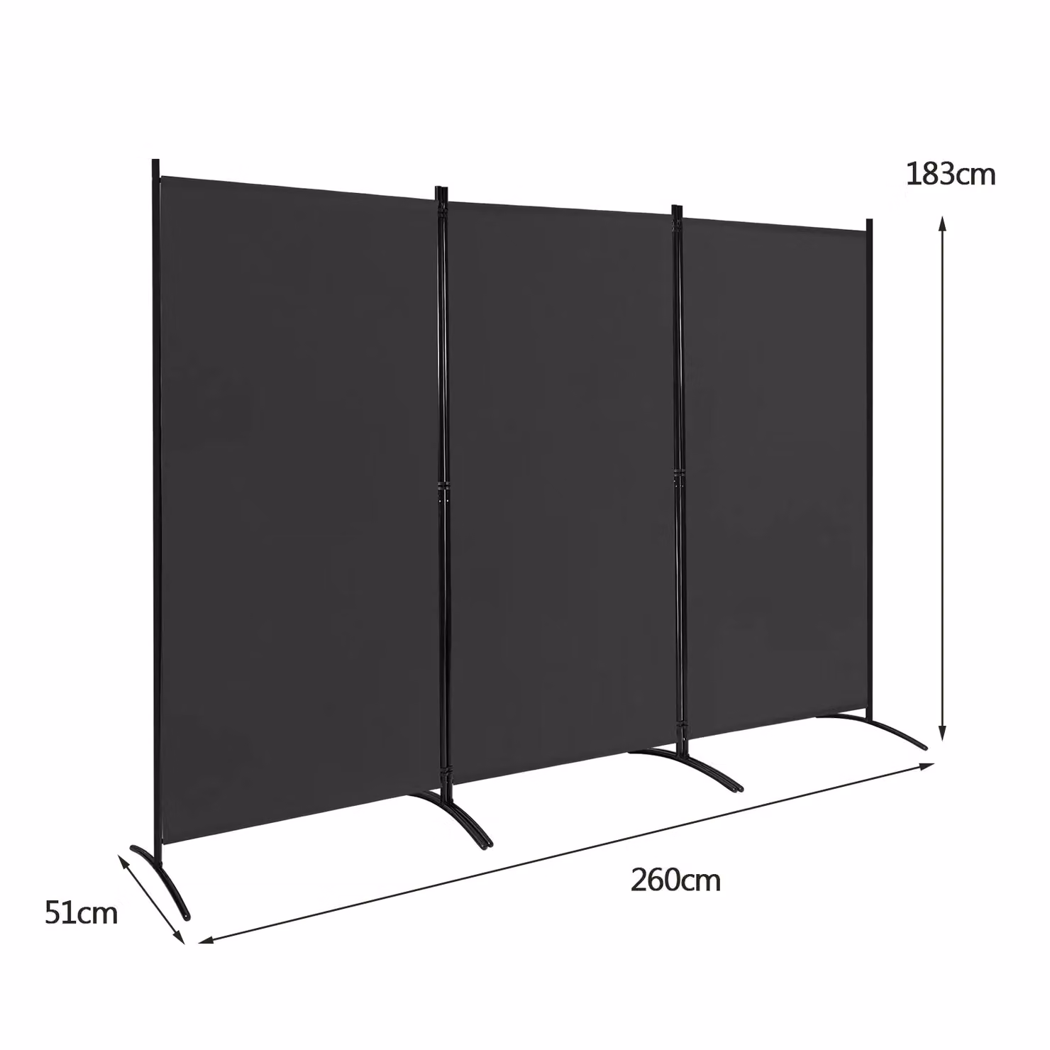 Costway 3 Panel Freestanding Folding Room Divider in Black – 2