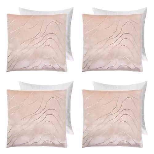 Sienna Metallic Wave Cushion Covers, 4 Pack, Natural and Gold, W/D/H: 45 x 45 x 45 cm