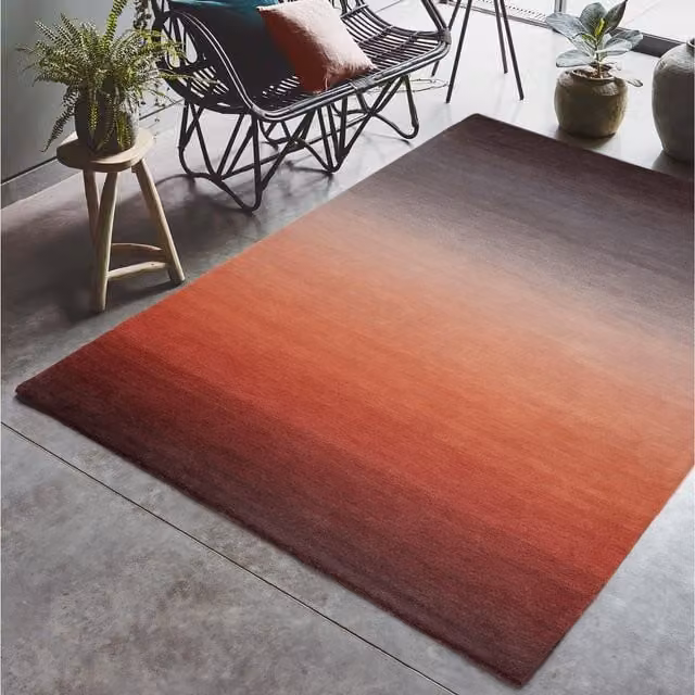 Asiatic Carpets Modern Gradient Wool Area Rug in Orange, W: 160 cm, L: 230 cm