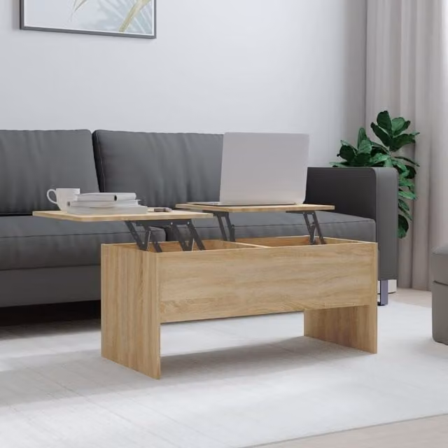Berkfield Home Sonoma Oak Coffee Table in Brown with Lift Mechanism, W: 102 cm, D: 50.5 cm, H: 46.5 cm