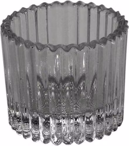 KDMD Grey Harrison Ribbed Glass Tealight Holder, 10 Pack, Diameter: 4.5 cm – 1