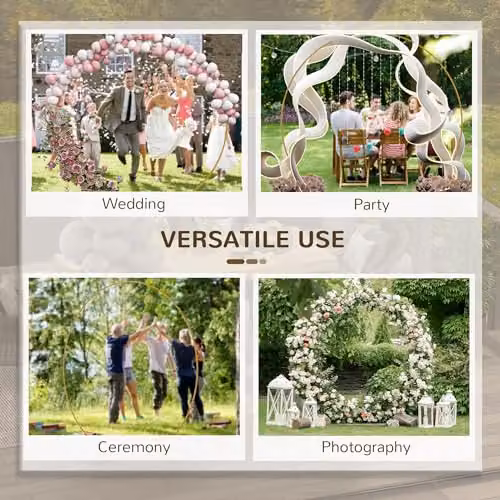 Outsunny Gold Tone Round Wedding Arch and Backdrop Stand – 4