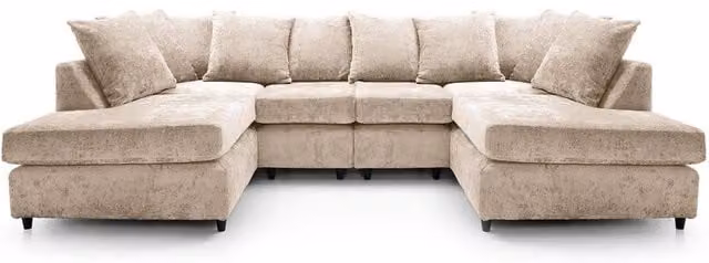 Abakus Direct Harriet U-Shape Crushed Chenille Sofa in Beige