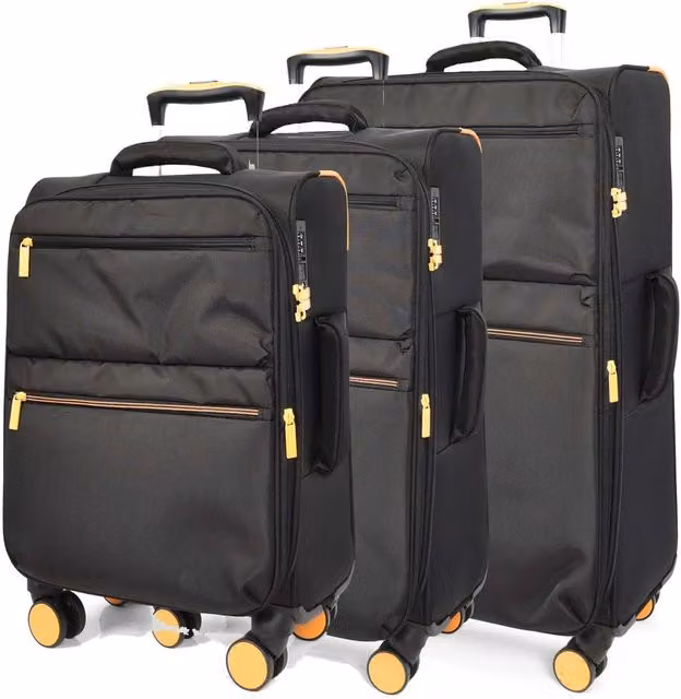 House of Leather HOL231 Soft Shell Lightweight Expandable Suitcase in Black