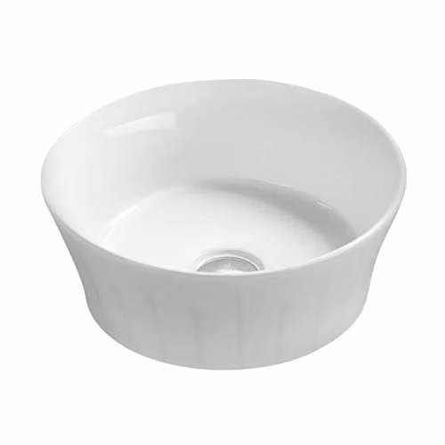 Nuie NBV167 Modern Round Ceramic Countertop Bathroom Sink Basin, White, W: 36 cm, D: 36 cm, H: 14 cm – 1