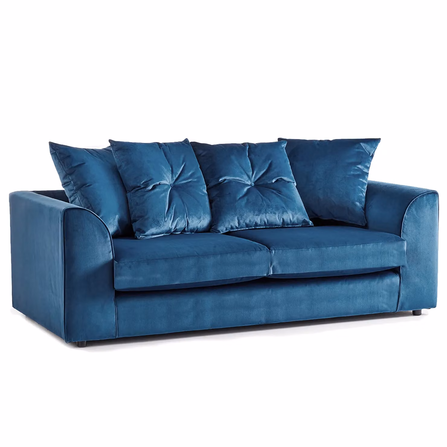 Furnishings For Less UK Fernando Soft Plush Velvet Fabric Sofa Set, 3 and 2 Seater with Scatter Back in Blue – 2