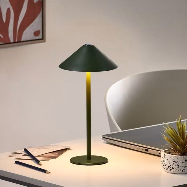 Wyld and Coco Rechargeable Wireless Dimmable Table Lamp in Green, H 33 cm x W 18 cm x D 18 cm – 1
