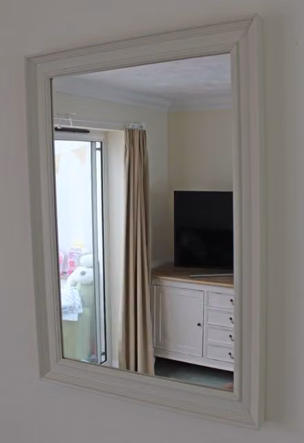 Benjamin Tate Design LTD Tillson Modern Wood Framed Rectangular Wall Mounted Accent Mirror in Beige and Yellow, Width: 93 cm