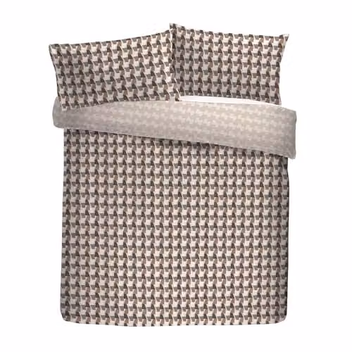 Appletree Hygge Double Duvet Cover and Pillowcase Set in Brown and Black, 100% Cotton with Geometric Graphic Pattern, 200 x 200 cm – 1