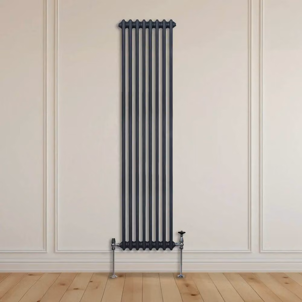 Monstershop Traditional 2 Column Steel Radiator in Anthracite Grey, H: 180 cm, W: 38.2 cm, D: 7 cm – 8