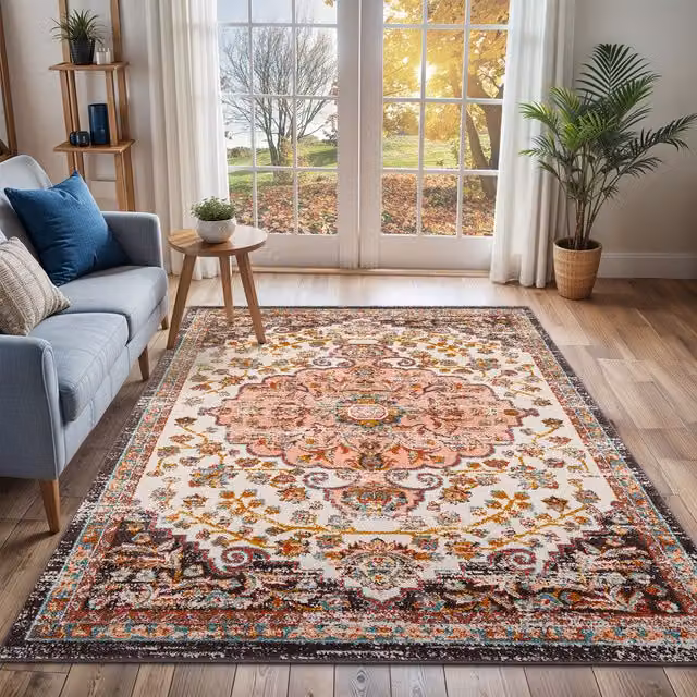 Livabliss Ankara Vintage Boho Oriental Rug in Red, Pink and Yellow, W: 120 cm, L: 170 cm – 1