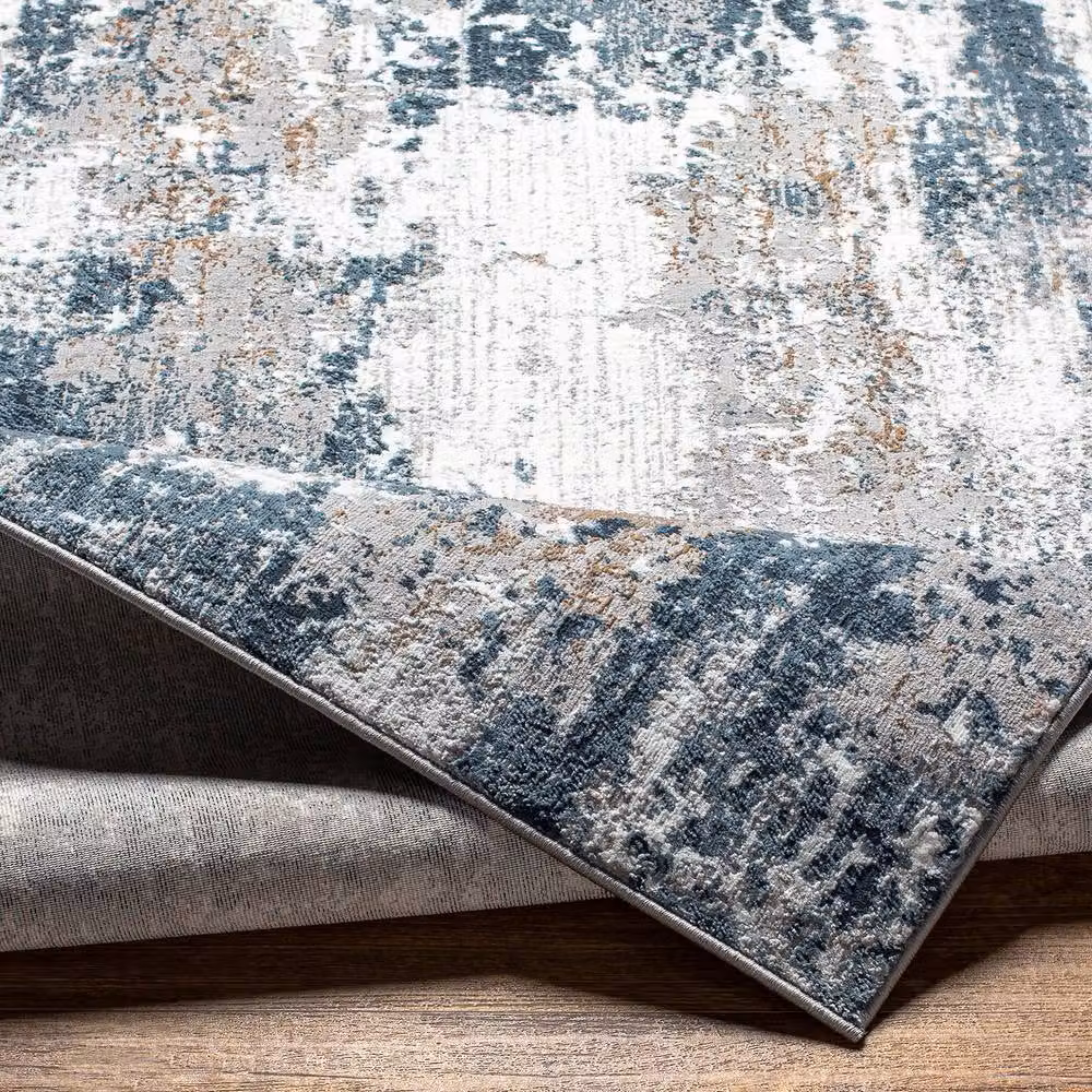 Livabliss Allegro Abstract Modern Marble Living and Dining Room Rug in Blue, Beige and Grey, W: 160 cm, D: 215 cm – 4