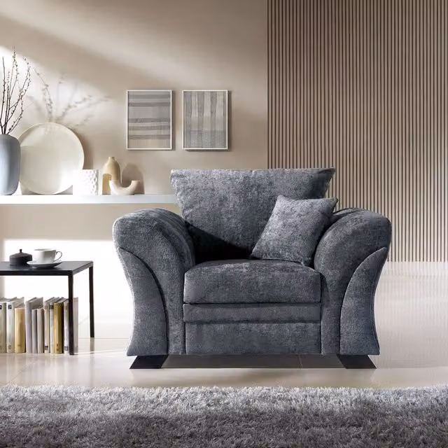 Abakus Direct Farrow Armchair in Grey Crushed Chenille Fabric