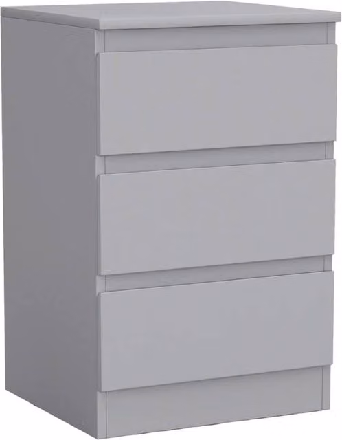 Kelvenix Grey 3 Drawer Wooden Bedroom Chest of Drawers