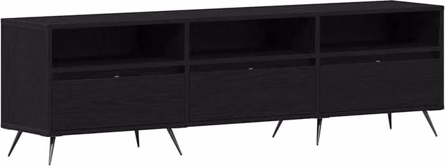 Berkfield Home Modern Matt Black TV Cabinet W: 150 cm, D: 44.5 cm, H: 44.5 cm