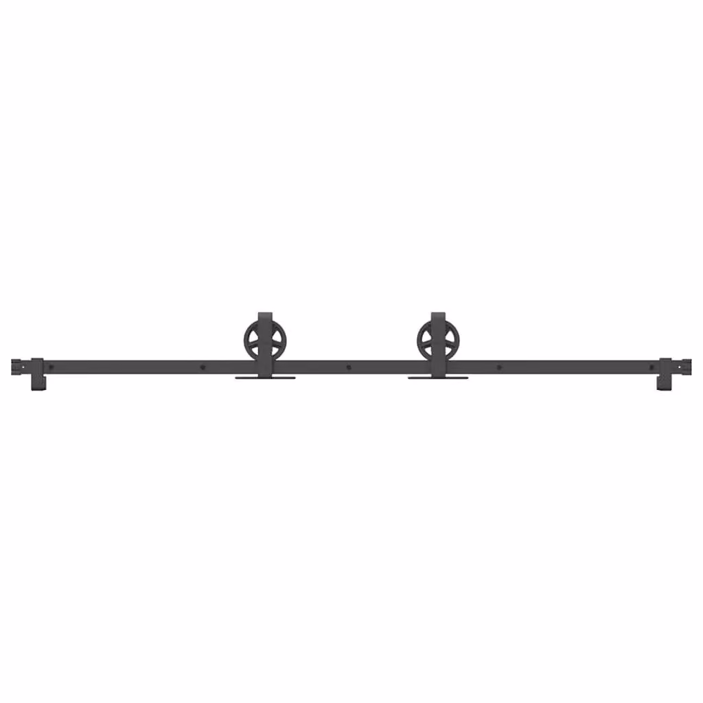 Berkfield Home Sliding Door Hardware Kit, Black Steel, 183 cm