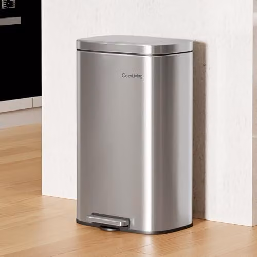 MCC Direct 30L Silver Stainless Steel Pedal Bin with Soft Close Lid and Removable Inner Bucket – 3