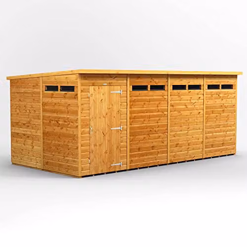 Powersheds Premium Pent Wooden Garden Security Shed in Brown with 12mm Timber and Toughened Glass, W: 240.4 cm, D: 260.4 cm, H: 189.57 cm