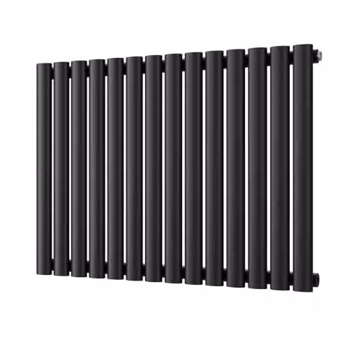 UK Radiators Omeara Black Elliptical Tube Horizontal Designer Radiator W: 81.2 cm, H: 60 cm – 2