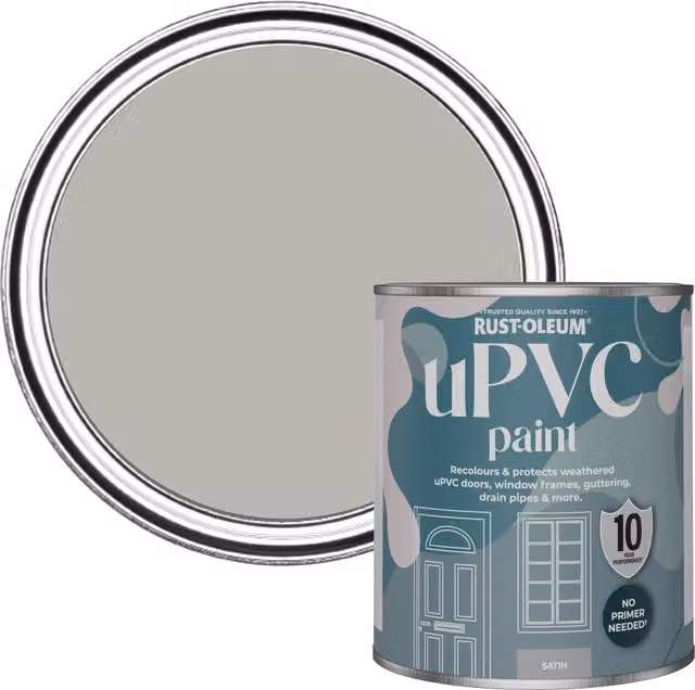 Rust-Oleum UPVC Paint in Grey Satin Finish, 0.75 l