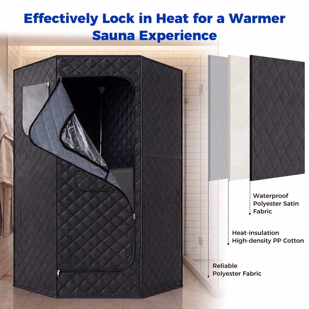 Costway Portable Full Body Far Infrared Sauna Tent with Heated Foot Pad, Black – 6