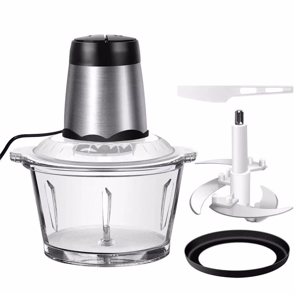 Nordara 2-Speed Electric Mini Food Chopper with 2000ml Glass Bowl in Silver – 3