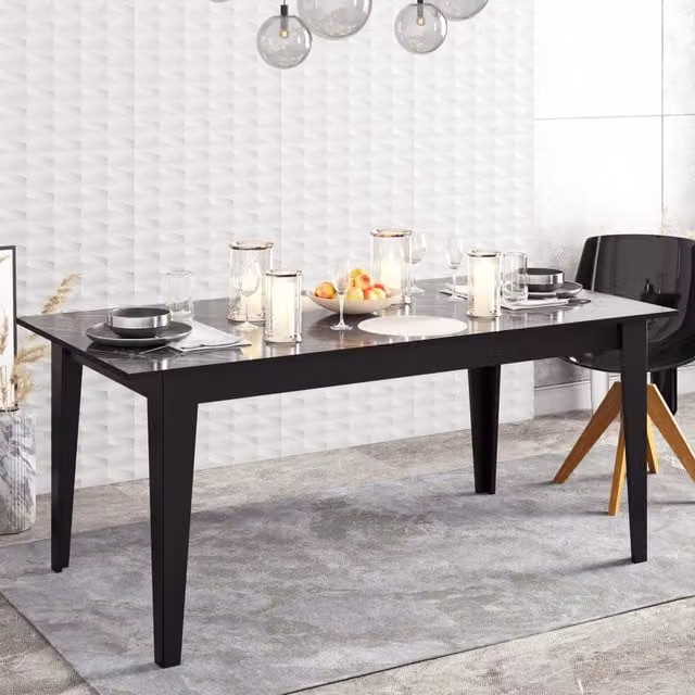 Decorotika Polka Modern Rectangular Dining Table in Black