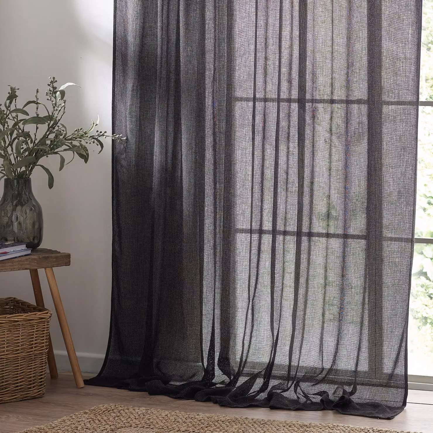 Yard Nimbus Sheer Black Fabric Curtain Panel – 3