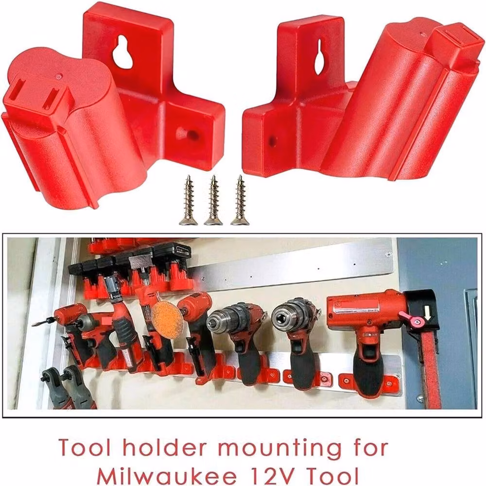 SPETLEK 6 Piece Wall Mount Tool Holder for Milwaukee M12 12V Power Tools, Red – 3