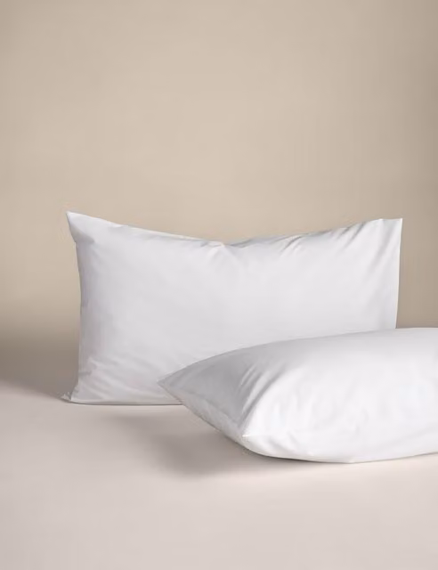 M&S 2 Pack Pure Cotton 180 Thread Count Pillowcases, White