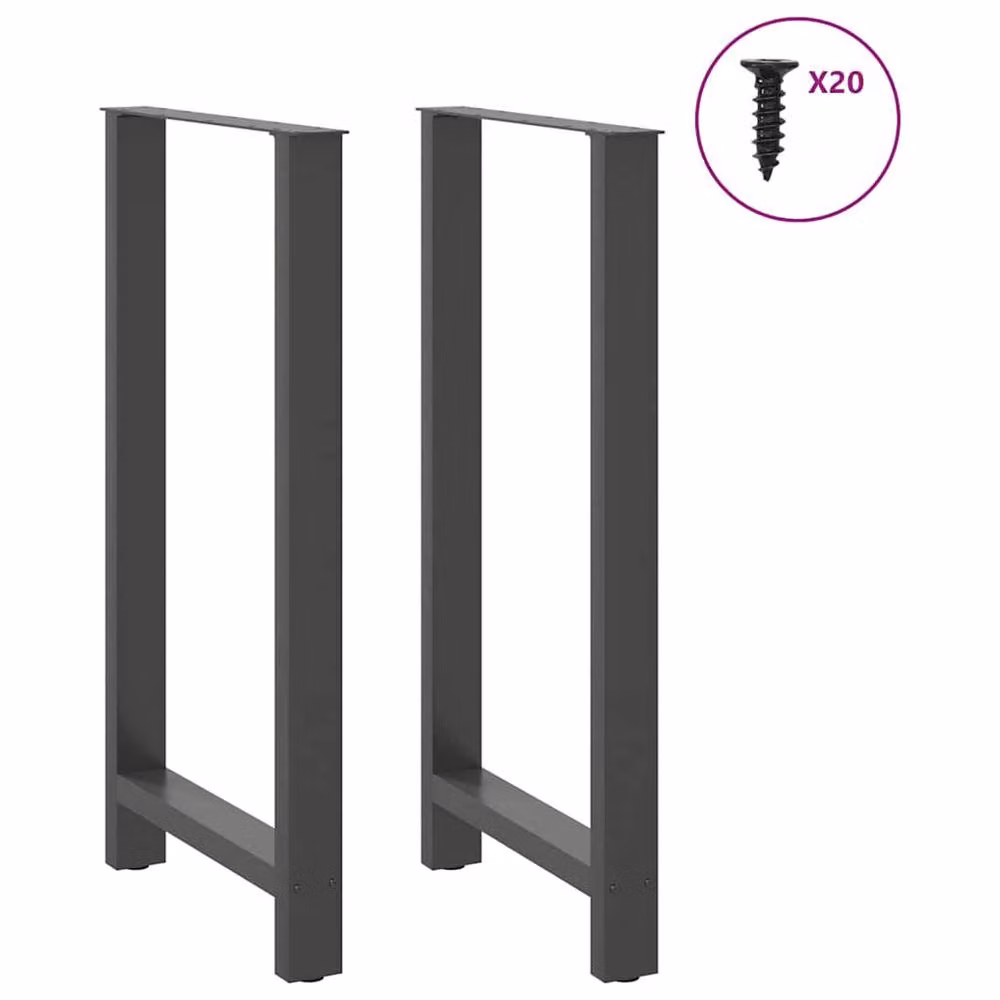 Berkfield Home Modern Steel Coffee Table Legs in Anthracite Black, 2 pieces, W: 60 cm, H: 110-111 cm – 2