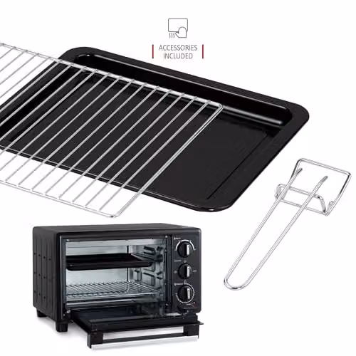 NETTA 20L Mini Oven and Electric Grill in Black with 1380W Power and Timer – 5