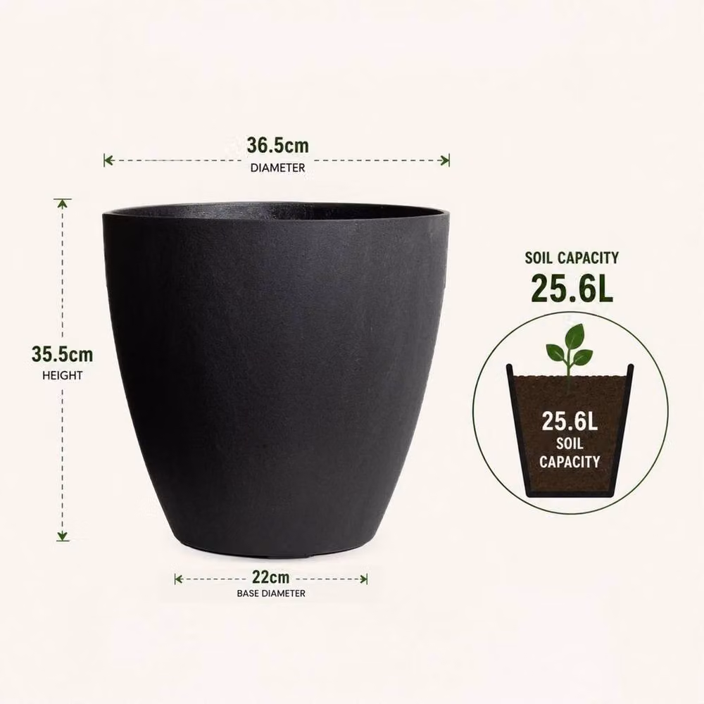 Spetlek Madison Smooth Large Plant Pot, Black – 2
