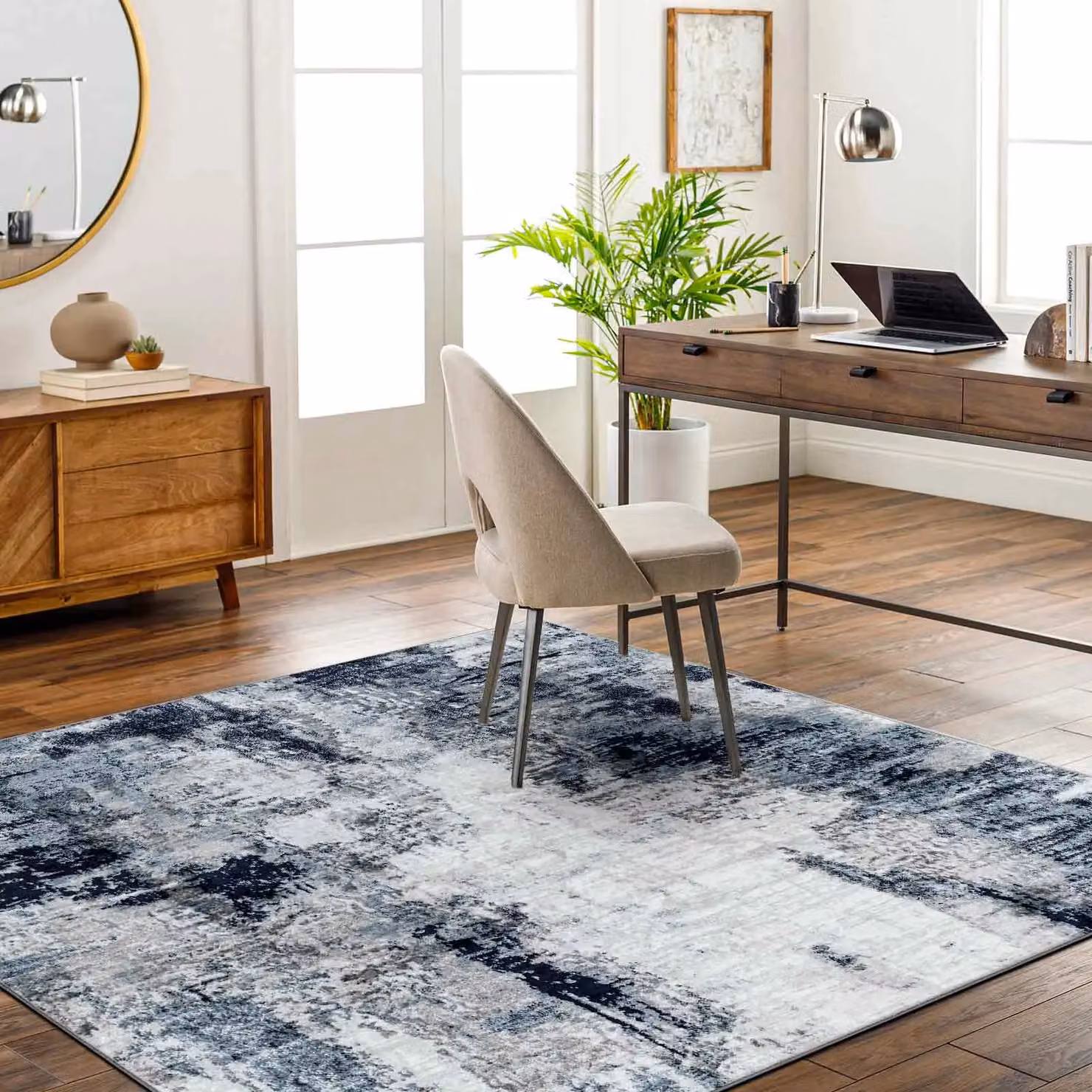 Livabliss Wanderlust Abstract Modern Marble Rug in Navy, Blue, Grey and Black, W/D/H: 80 x 220 cm – 9