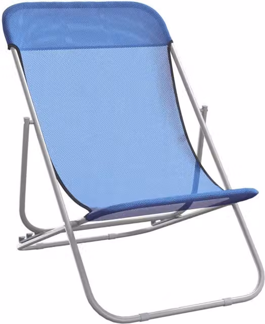 Berkfield Home Beautiful Set of 2 Blue Folding Beach Chairs with Textilene Fabric and Powder-Coated Steel Frame – 1