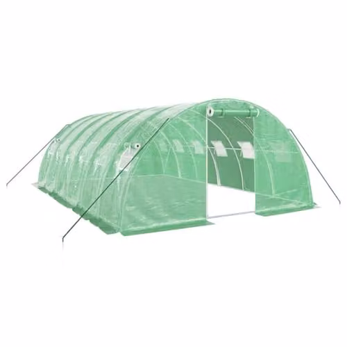 vidaXL Greenhouse with Steel Frame, Green, 24 m2, W: 6 m, D: 4 m, H: 2 m – 1