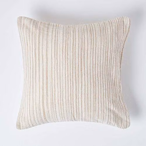 HOMESCAPES Cotton Chenille Tie and Dye Cushion Cover, Beige, W: 60 cm x H: 60 cm