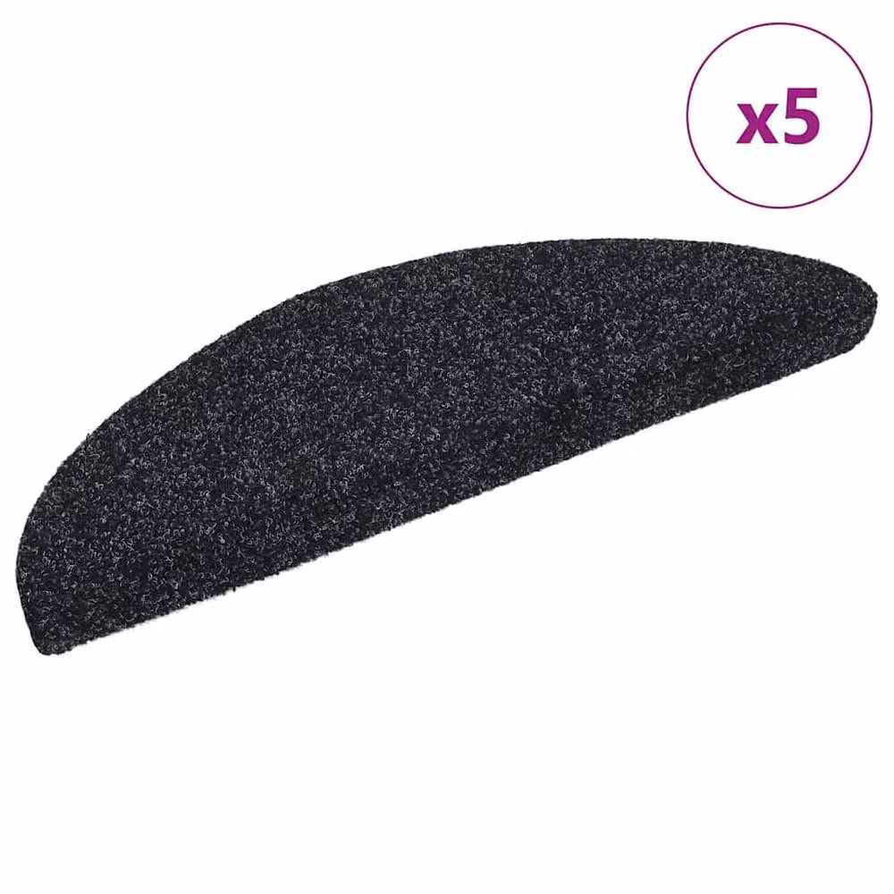 Berkfield Home Self-adhesive Non-slip Stair Mats, 5 Pieces, Black, W: 56 cm, D: 17 cm, H: 3 cm – 2