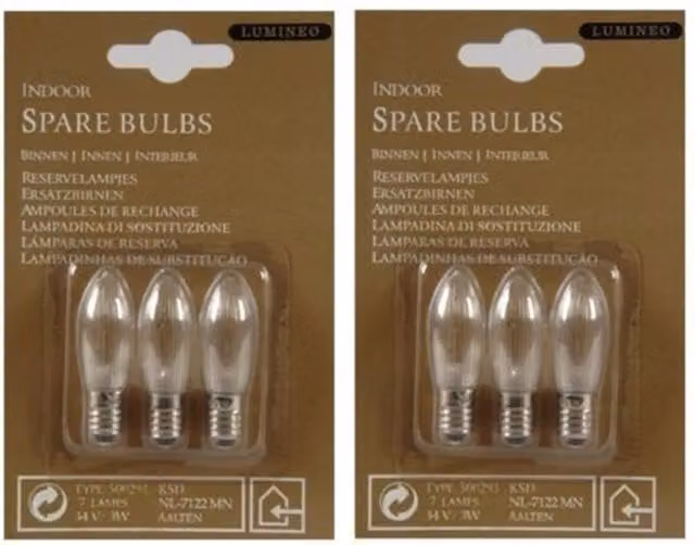 Lumineo White Transparent Replacement Candle Bridge Bulbs, 34V 3W, Pack of 2
