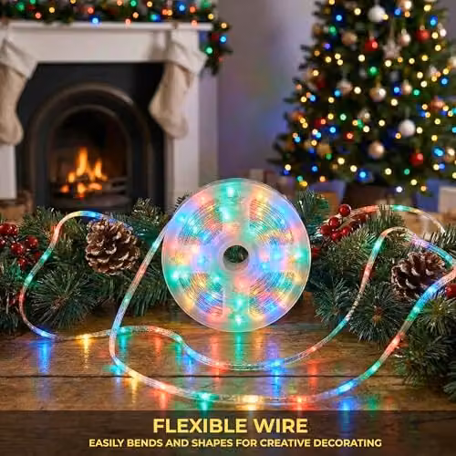 Shatchi Multicolour LED String Lights with 100 LEDs, 10m Length, Mains Powered, 8 Modes, Timer and IP44 Waterproof Rating for Indoor and Outdoor Decor – 3