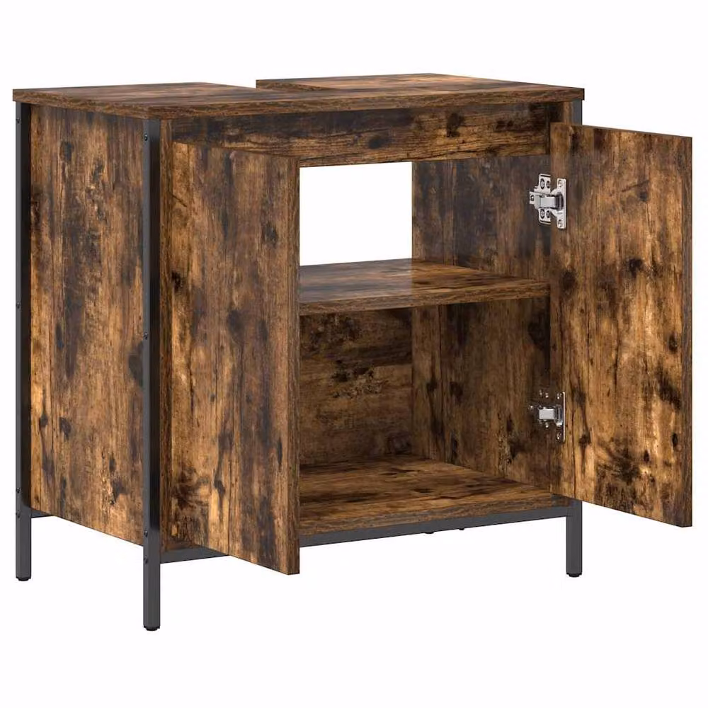 Berkfield Home Smoked Oak Bathroom Basin Cabinet in Brown W/D/H: 60 x 34.5 x 60 cm – 5