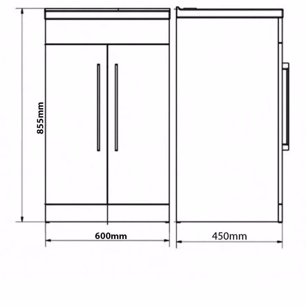 Clifton Grey Gloss 2 Door Floor Standing Bathroom Unit with Ceramic Counter Top Basin W: 60 cm, H: 85.5 cm, D: 45 cm – 3