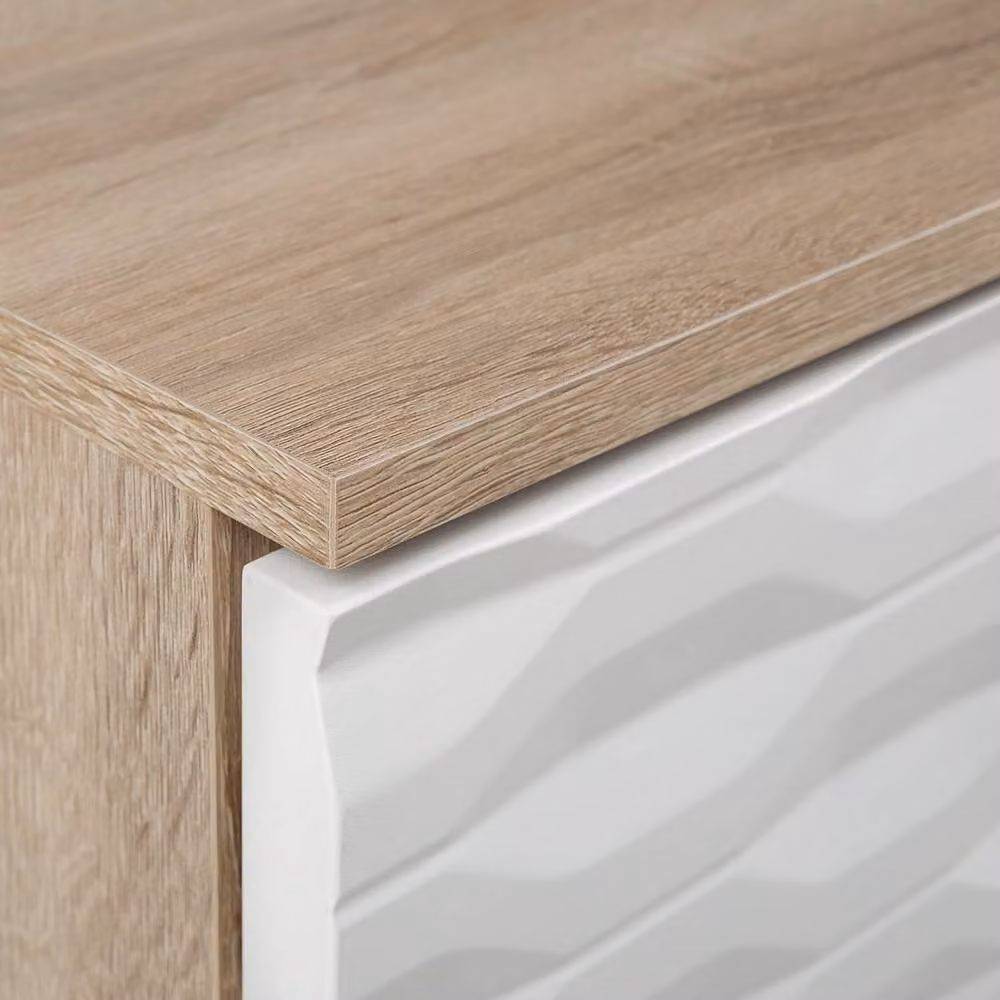Wyld and Coco Nordic Scandinavian Coffee Table in Light Brown and White with Drawer, W/D/H: 120 x 60 x 46 cm – 3